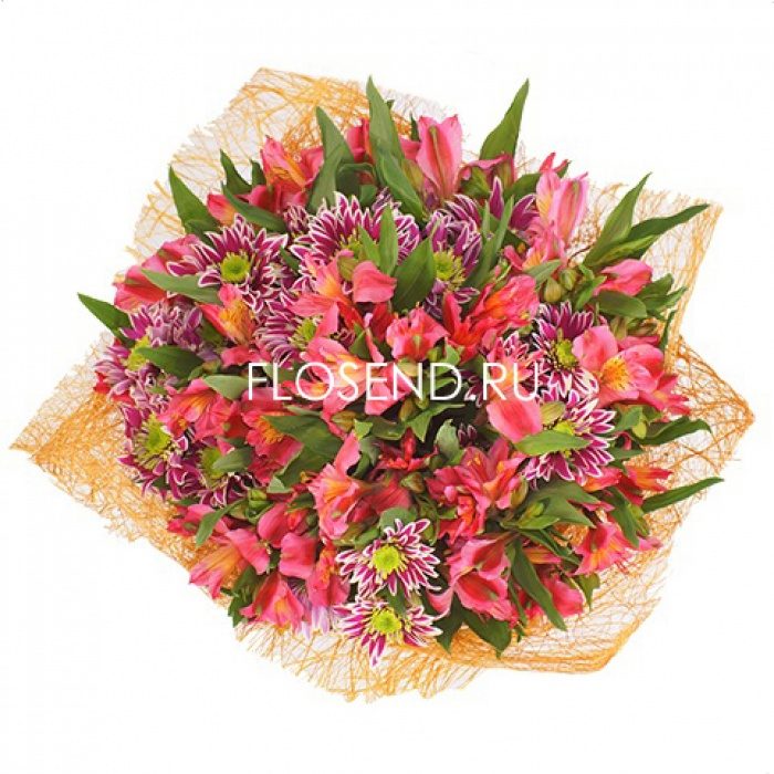 Букет из хризантем и альстромерий, фото 2