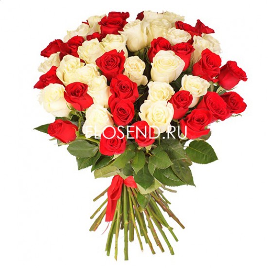Букет «51 красных и белых роз» - фото 4