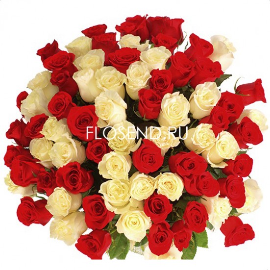Букет «101 красных и белых роз» - фото 2